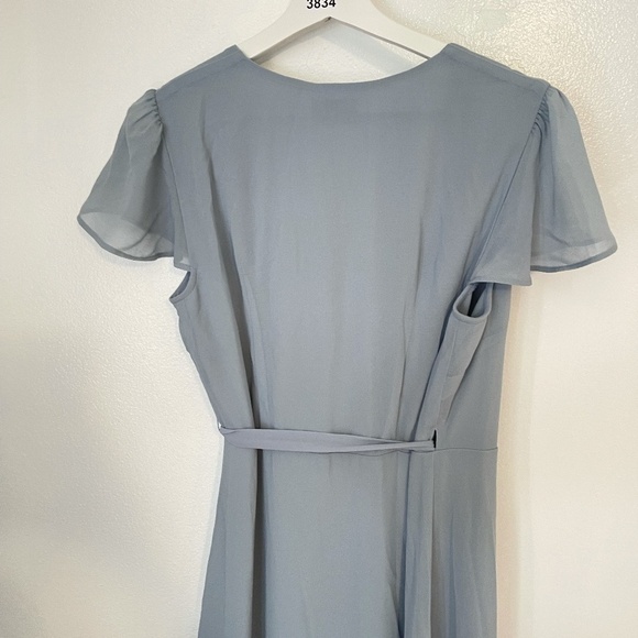 SHOW ME YOUR MUMU Noelle Flutter Wrap Dress in Steel Blue Size Small - Picture 9 of 9